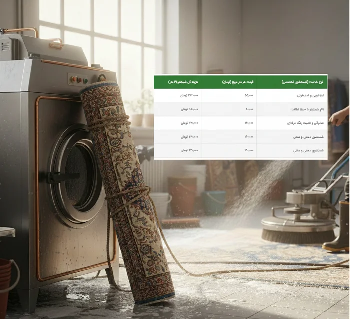 قیمت شستن فرش 6 متری
